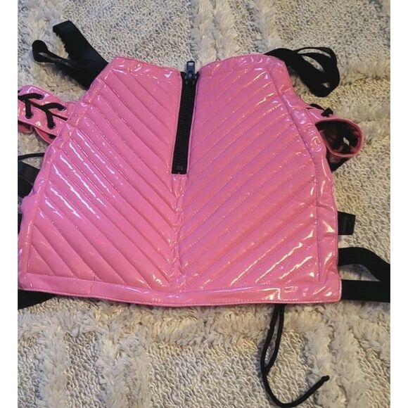 Dolls Kill Club Exx Sz M Pink Skirt Strappy Mini Skirt Rave Festival Burning Man - Picture 2 of 3